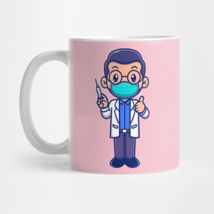 Cute Male Doctor Holding injection Cartoon Mug